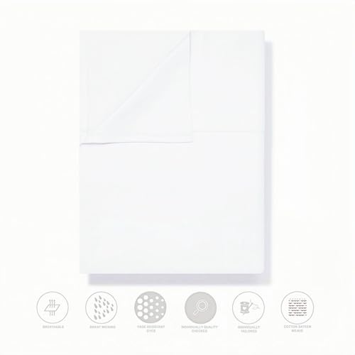 King Size Flat Sheet Only, Soft 300 Thread Count 100% Cotton Flat Sheets, Cool & Breathable Bed Sheets, Top Sheet, Flat Sheet Only, Single Flat Sheets Only (King, White)