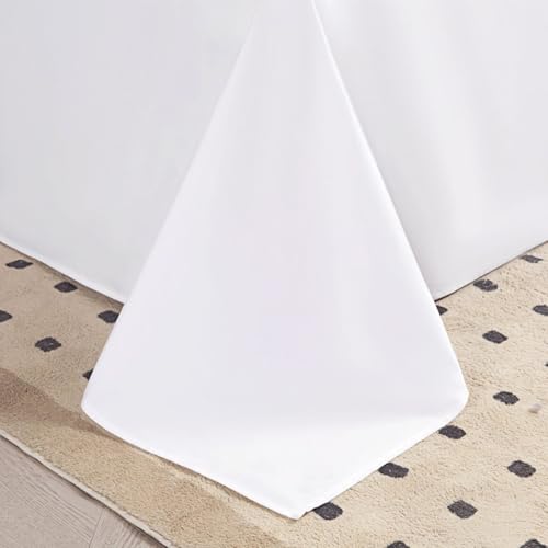 King Size Flat Sheet Only, Soft 300 Thread Count 100% Cotton Flat Sheets, Cool & Breathable Bed Sheets, Top Sheet, Flat Sheet Only, Single Flat Sheets Only (King, White)