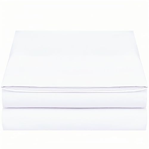 King Size Flat Sheet Only, Soft 300 Thread Count 100% Cotton Flat Sheets, Cool & Breathable Bed Sheets, Top Sheet, Flat Sheet Only, Single Flat Sheets Only (King, White)