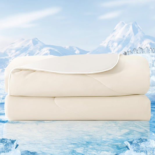 Bedtter® Luxe Cooling Comforter King, Sorona and Tencel Filling Cold Touch Fabric Cooling Blanket for Night Sweats Hot Sleeper, Double-Sided Cool Design Summer Breathable Comforter, 106"x90", Ivory