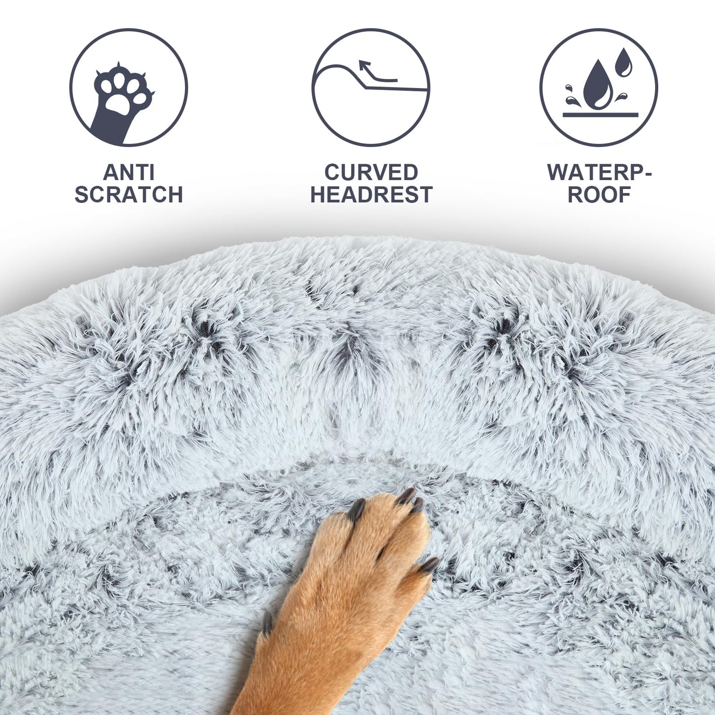 Luxurious Dog Couch Bed Protector for Dogs Memory Foam, Removable Fluffy Plush Pet Couch Cover for Dogs Washable, Calming Dog Sofa Beds, Waterproof Couch Protector, Pet Beds Mats for Couch(M)
