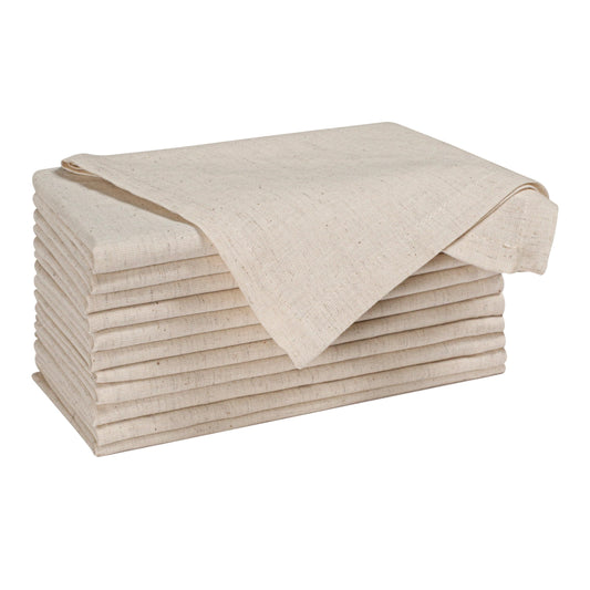 Natural Color Cotton Linen Blend Napkins Set of 12 - Hemmed 18x18 Inch Decorative Elegant Soft Washable Reusable Flax Dinner Napkin for Dining Table Décor Christmas Wedding Party & Everyday Use